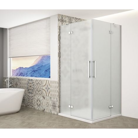 Paravent TRINITY CHROME carré 800x800mm, coin, verre mat (1/4)