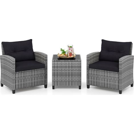 COSTWAY Set Sedie E Tavolo Esterno Set Sedie E Tavolo In Rattan Set Sedie E Tavolo Da Giardino Set Rattan Giardino Set Rattan Sedie Set Sedie Bar Set Sedie Ba (1/5)