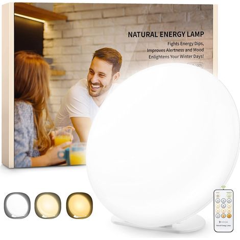 10,000 Lux SDD Light Therapy Lamp with 3 Color Modes, 5 Brightness Levels, Portable Lamp with Remote Control and 4 Timer Settings, Adjustable Solar Lamp for Home/B