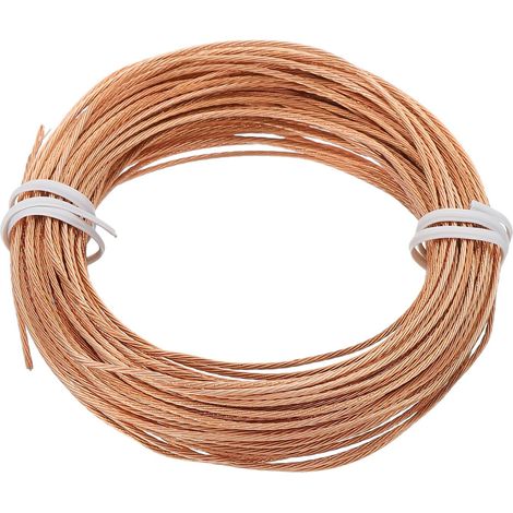 Fil de mise à la terre en cuivre nu, 18 AWG 50 pieds Câbles en cuivre tressé solide pour conducteur de mise à la terre Fil métallique torsadé pour équipement électrique de lampe