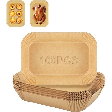 Lot de 100 Feuilles de Papier Sulfurisé Carré pour Friteuse à air Chaud, Imperméable et Résistant à l'huile, Papier Parchemin pour Friteuse à air Chaud, Four et Barbecue (1/5)