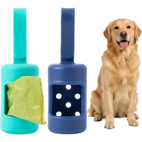 2 Stück Silikon Hunde Kotbeutel Spender,Beutelspender Hund,Lautlos,Weich,Klapperfrei Hunde Kotbeutel Halter mit integrierte Aufhängeband für Hundeleine,Reisen, Wandern, Park und Outdoor (1/5)