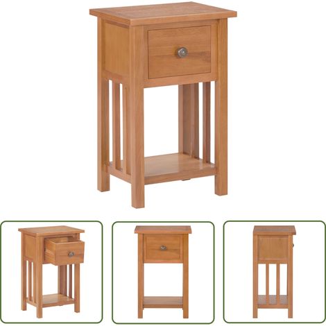 The Living Store Table à revues avec tiroir 35x27x55 cm Bois de chêne solide - Table Basse - Meuble Rangement - Table D'appoint - Table Revue - Meuble Rustique (1/5)