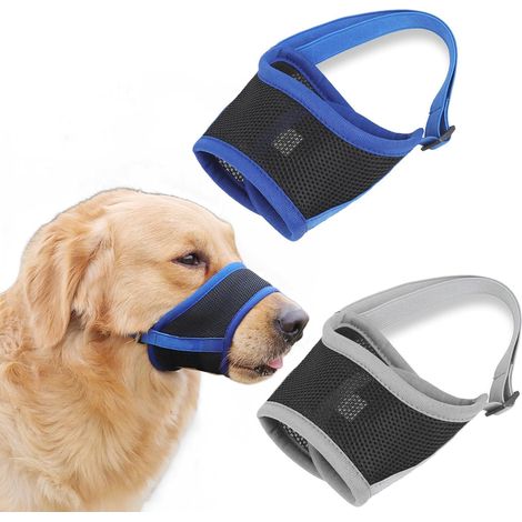 2 Pieces Adjustable Nylon Fabric Dog Muzzles Breathable Anti Bark Anti Bite for Small and Medium Dogs (1/5)