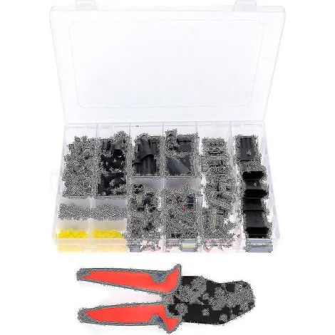 Compatible avec le kit de connecteurs de faisceau de câbles automobiles 408 pièces + gaine de pince à sertir (rouge + bleue) Sn-48b (1/5)