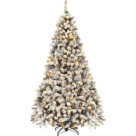 225 cm kunstlicher weihnachtsbaum mit schnee und warmen led lichtern