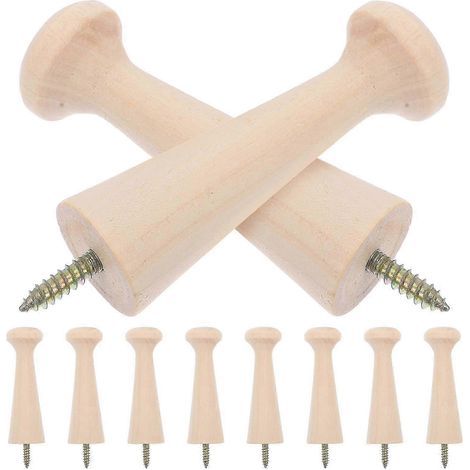 HONORNIC - Lot de 10 chevilles à visser en bois pour suspendre des objets au mur. Crochet mural en bois. (1/3)