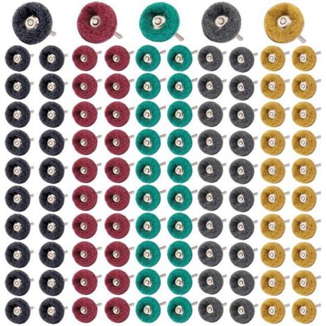 Meules À Polir - Diamètre 25 mm - Tige 3 mm - Grains 80 150 240 400 600 - Pour Outils Rotatifs - 100 Pièces