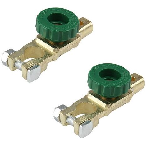 Pinces À Batterie En Laiton - Interrupteur Manuel 12 V - Courant Continu 125 A - Pour Bornes De Batterie Coniques 15-17 mm - Lot De 2 (1/5)