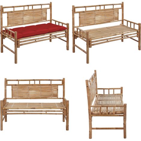 Banc de jardin avec coussin 120 cm Bambou - Banc De Jardin - Banc En Bambou - Mobilier De Jardin - Chaise Extérieure - Assise Extérieure - Home & Living (1/5)