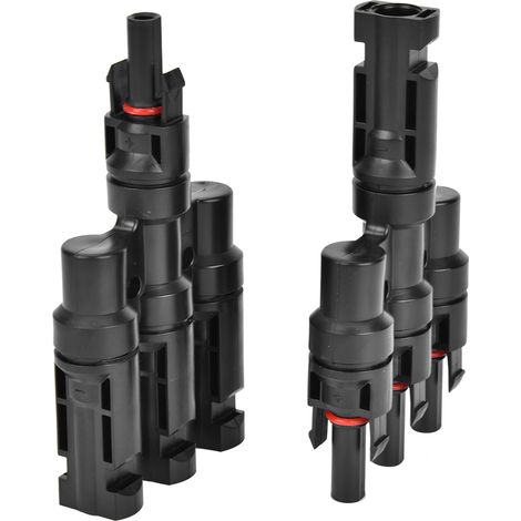 2 Pcs 4-Way Solar Cable Adapter 1 to 3 T Type Solar Panel Cable Adaption Connector (1/5)
