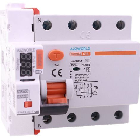 RCCB Interruttore Differenziale Puro WIFI Con Riarmo Automatico, Tipo A 3P+N 5M 6000A 300mA AC 400V IP20 IEC61008-1 PR8NM, Disponibili 25A 40A 63A (63A)