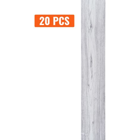 Mophorn Baldosas de Vinilo Autoadhesivas de 914 x 152 mm, 20 Baldosas de 0,62 mm de Grosor, Despegar y Pegar, Suelos de Bricolaje de Grano de Madera Gris Claro para Cocina, Comedor,Dormitorios y Baños (1/5)