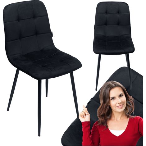 Gepolsterter Samtsessel für Wohnzimmer, Esszimmer, Loft, schwarz