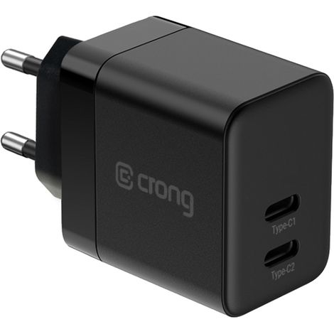 Crong Ultra Compact GaN - 2x USB-C 35W PD 3.0 Wandladegerät mit PPS (Schwarz) (1/5)