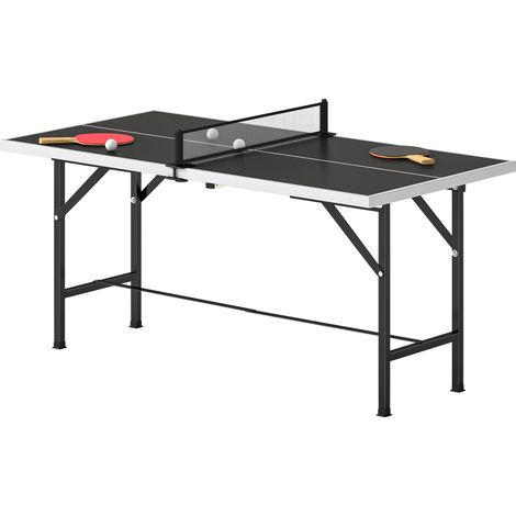Table de Ping-Pong Pliable Rouge 2 Raquettes 3 Balles Intérieur Extérieur 152x76x70 cm Noir