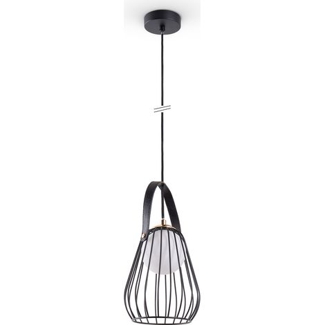 Paco Home Luminaria Suspensión Salón Vintage G9 Lámpara Jaula Comedor Metal Industrial Lámpara colgante, Negro