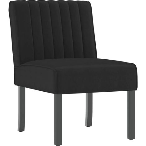 Fauteuil sans accoudoirs en velours noir avec couture décorative pieds en bois DEC026278 (1/5)