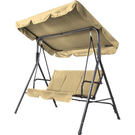 Dondolo Linear en Acero Pintado Tela de Poliéster 160 gr/m² Color Beige - 113x170x156 cm