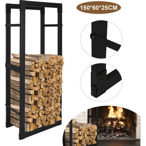Jiubiaz étagère à bois de cheminée aide à l’empilage 150×60×25 cm en métal résistant aux intempéries rangement pour bois de chauffage (1/5)