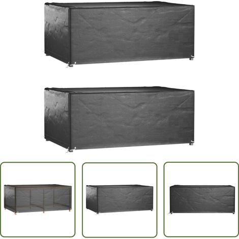 The Living Store Housses salon de jardin2pcs 8œillets 180x122x75cm rectangulaire - Housse De Jardin - Housse De Mobilier Extérieur - Protection Meubles Jardin - Imperméable - Anti Uv (1/5)