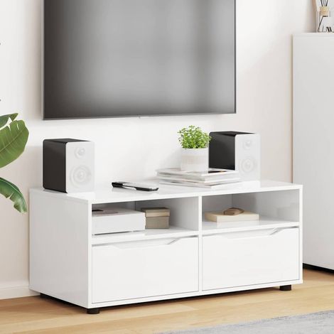 vidaXL  TV Cabinet  High Gloss White 100 x 48 x 43 cm Engineered Wood