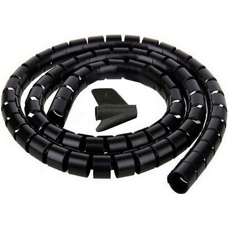 Gaine de protection flexible noire de 2 m et 22 mm de diamètre, idéale pour la gestion des câbles de télévision, PC, maison et bureau. (1/5)