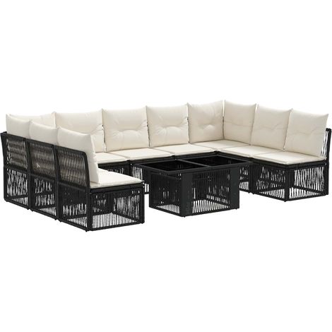 Set Divano da Giardino 10 pz Nero polyrattan vidaXL (1/5)