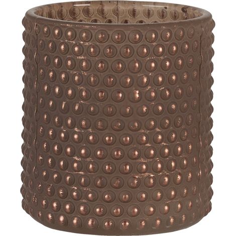 Photophore en Verre Marron Bougeoir Décoratif pour Bougie Chauffe-Plat Ø 8 x 9 cm - PANGIVO (1/3)