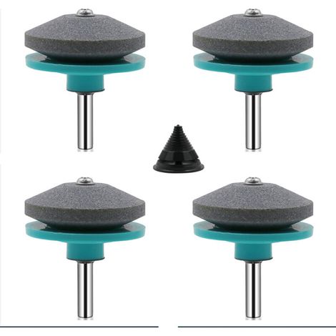 Affilatrice universale per lame per tosaerba, 4 pezzi, affilatrice per tosaerba, accessori per tosaerba con kit di bilanciamento lame da 1 pezzo, (verde e blu) (1/4)