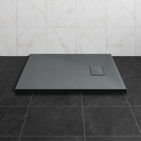 NRG 900 x 800mm SMC Anthracite Rectangle Slate Effect Bathroom Shower Tray (1/5)