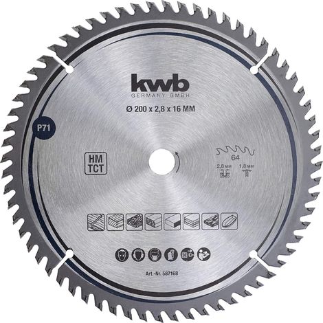 kwb Kreissägeblatt 200 x 16 mm, sehr feiner Schnitt, Sägeblatt geeignet für Arbeitsplatten, Holz und beschichtete Platten (1/5)