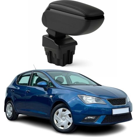 OMAC Accoudoir pour Seat Ibiza 2008-2017 - Snap-On - ABS + Simili Cuir - Aucune Perçage ou Installation - Installation Facile Noir (1/5)