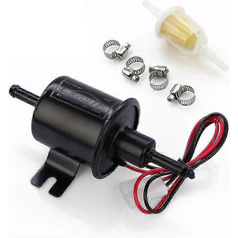 Pompe à carburant 12 V, électrique universelle, HEP-02A, en ligne, haute pression 3-6 psi, à vis, noire, basse pression (1/5)