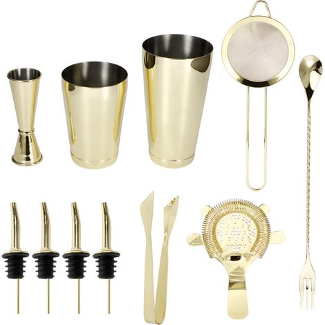 11-teiliges Cocktailshaker-Set aus Edelstahl, Hausbar-Mixer, Barzubehör für Clubs (1/5)