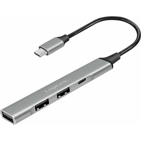 Logilink 4-Port USB-C Hub, USB 3.2 Gen 1, Aluminiumgehäuse, schlankes Design