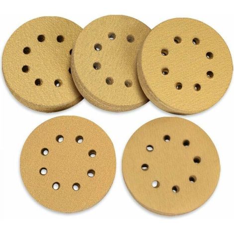 Pack of 100 Abrasive Discs, 125 mm with Hook and Loop, 60 80 120 150 220 Grit, 8 Holes, Assorted for Random Orbital Sanders (1/5)