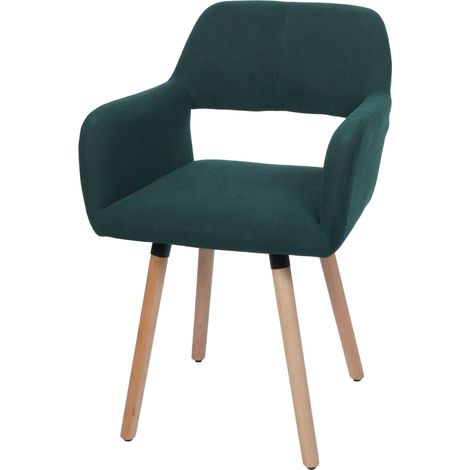 Chaise de salle à manger HWC-A50 II, chaise de cuisine chaise rembourrée, bois tissu/textile Velours (400g/m²) MVG ver (1/2)