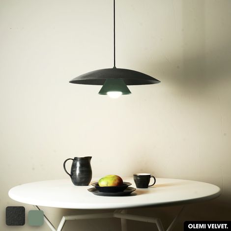 Lampe de suspension en velours - OLEMI VELVET OLIVE - VERT (1/2)