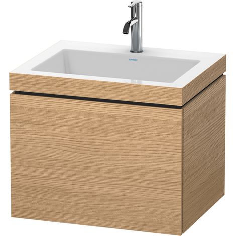 Lavabo per mobili Duravit L-Cube con base, sospeso, 60x48 cm, 1 estraibile, senza troppopieno, 1 foro per rubinetto, colorazione: Rovere europeo Decorazione quercia - LC6916O5252 (1/2)
