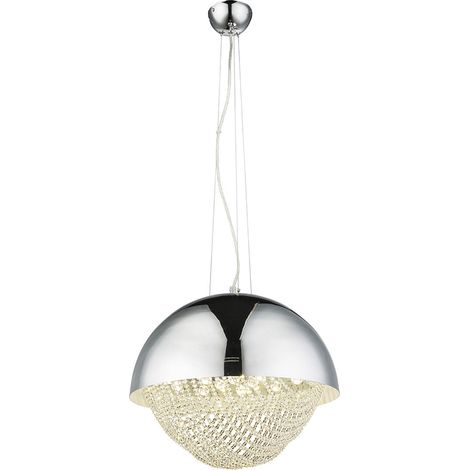 LED Hänge Leuchte Kristall Strahler Chrom Decken Lampe Wohn Zimmer Beleuchtung rund 40 cm