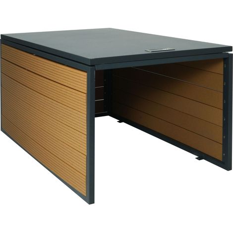 Garage XL pour robot tondeuse avec couvercle HWC-L45 WPC Métal 43x70x90cm - Finition chéne