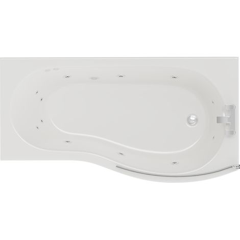 Bayou 1700mm 12 Jet Chrome Flat Jet Right Hand B Shaped Whirlpool Shower Bath with Bath Screen and Front Bath Panel (1/5)