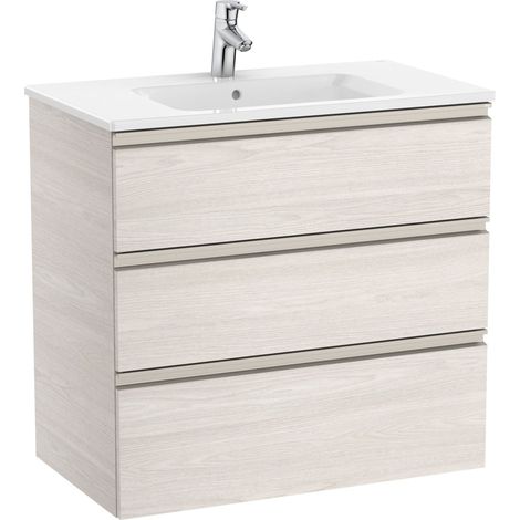 Pack Unik meuble bas 3 tiroirs + lavabo central THE GAP - ROCA Couleur : frêne nordique - Dimensions : 805x460x763 mm (1/3)
