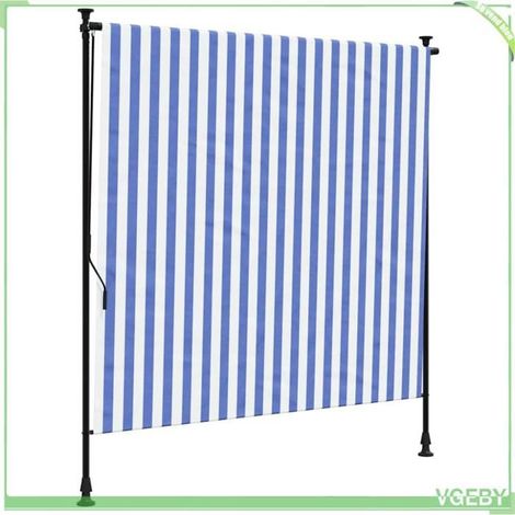 Store roulant d'extérieur - FAFEICY - 368766 - Bleu et blanc - 150x270 cm - Tissu polyester 180 g/m² anti-UV (1/5)