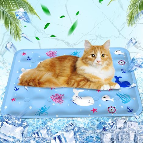 Tapis rafraîchissant pour animaux de compagnie, matelas rafraîchissant, 40×50 cm, taille M, bleu, monde sous-marin. (1/5)