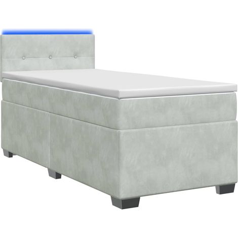 Cama con Base Tapizada, Colchón y Luz LED Gris Claro vidaXL (1/5)