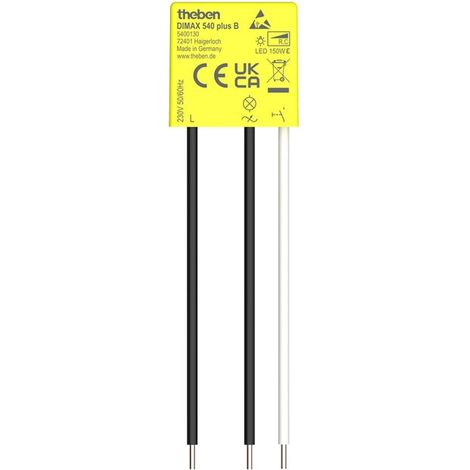 Theben DIMAX 540 plus B Dimmer Mini-Universaldimmer Unterputz 150 W LED, R- und C-Lasten, ohne Neutralleiter, 100 Kabellänge, 5400130
