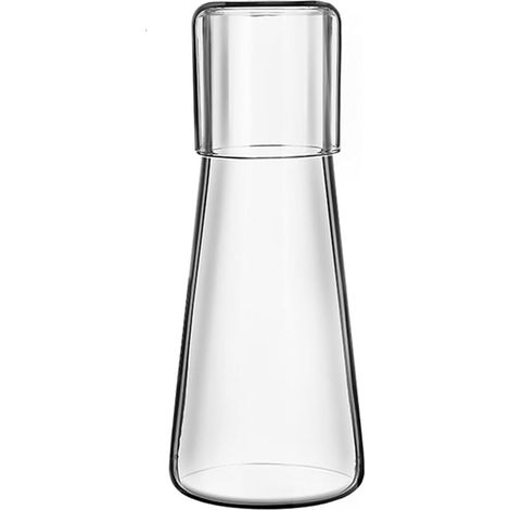 Ensemble de carafe à eau transparente avec gobelet en verre pour table de nuit, bouteille de bain de bouche avec tasse pour salle de bain, thé, carafe avec lot de tasses (850 ml) (1/4)