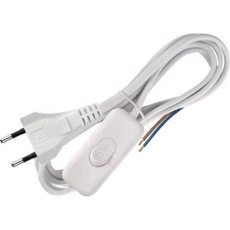 Netzkabel 2 m 2x0,75 mm mit Schalter weiß